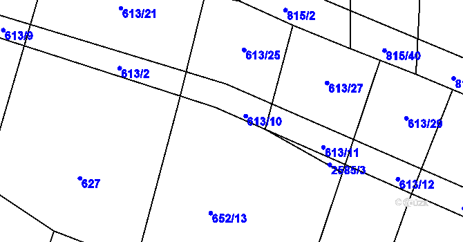 Parcela st. 2585/1 v KÚ Kožichovice, Katastrální mapa