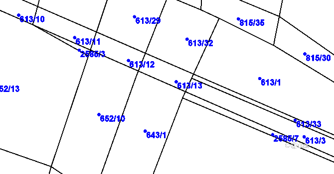 Parcela st. 2585/6 v KÚ Kožichovice, Katastrální mapa