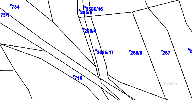 Parcela st. 2586/17 v KÚ Kožichovice, Katastrální mapa