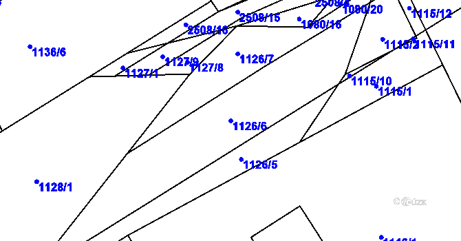 Parcela st. 1126/6 v KÚ Kožichovice, Katastrální mapa