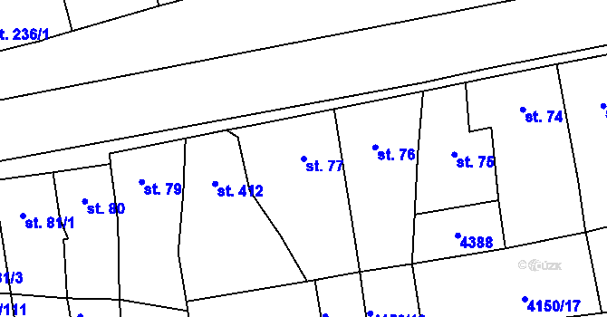 Parcela st. 77 v KÚ Kožlany, Katastrální mapa