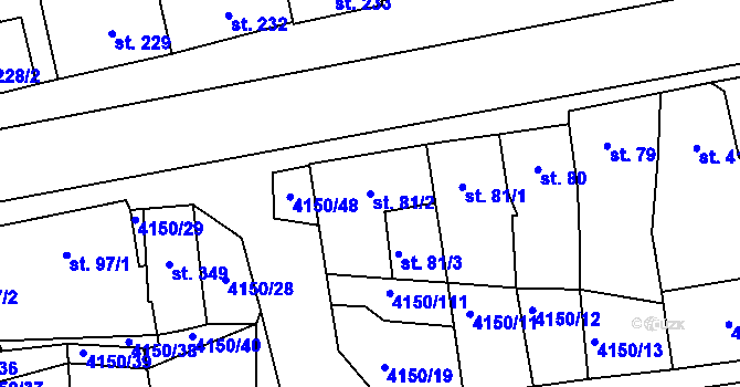 Parcela st. 81/2 v KÚ Kožlany, Katastrální mapa