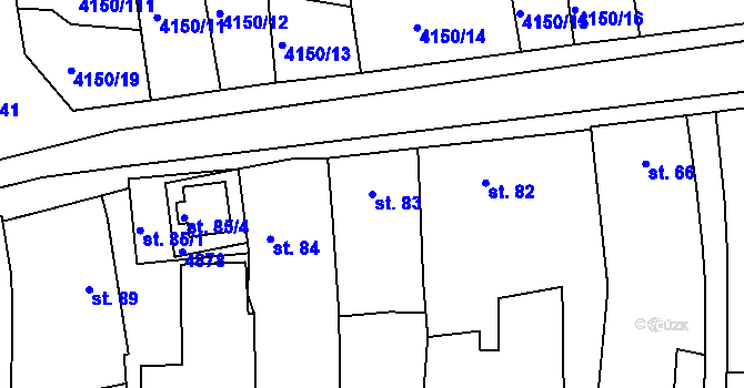 Parcela st. 83 v KÚ Kožlany, Katastrální mapa
