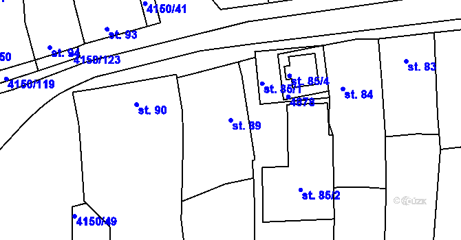 Parcela st. 89 v KÚ Kožlany, Katastrální mapa