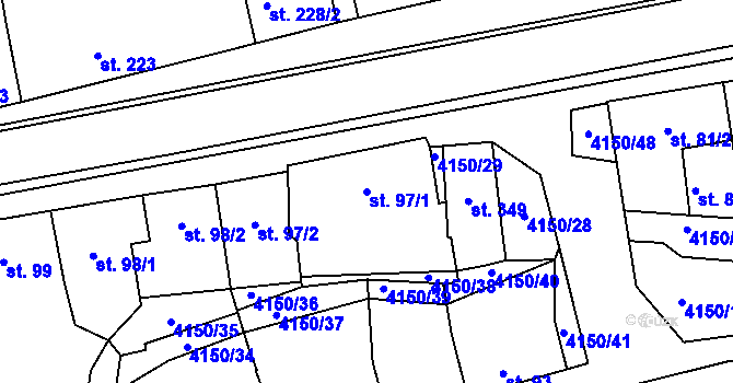 Parcela st. 97/1 v KÚ Kožlany, Katastrální mapa