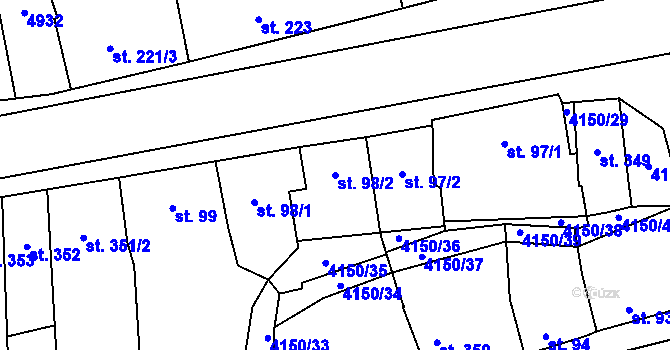 Parcela st. 98/2 v KÚ Kožlany, Katastrální mapa