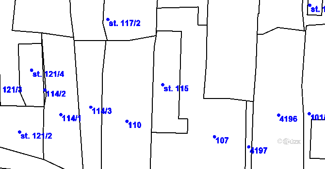 Parcela st. 115 v KÚ Kožlany, Katastrální mapa