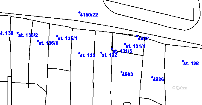 Parcela st. 132 v KÚ Kožlany, Katastrální mapa
