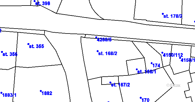 Parcela st. 168/2 v KÚ Kožlany, Katastrální mapa