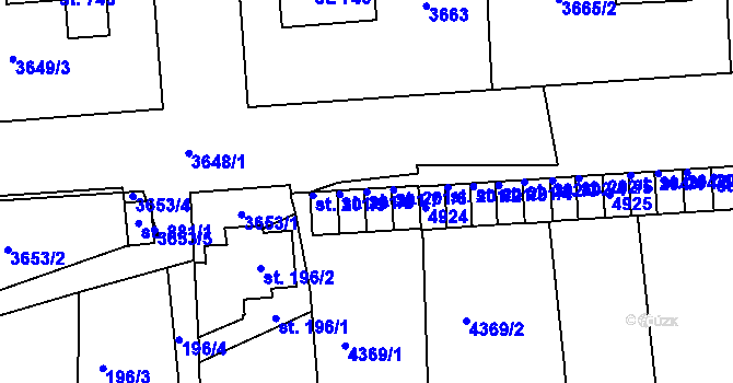 Parcela st. 201/7 v KÚ Kožlany, Katastrální mapa