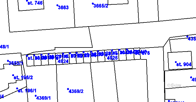 Parcela st. 202/5 v KÚ Kožlany, Katastrální mapa