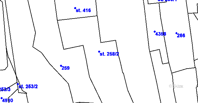 Parcela st. 258/2 v KÚ Kožlany, Katastrální mapa