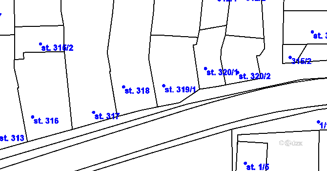 Parcela st. 319/1 v KÚ Kožlany, Katastrální mapa