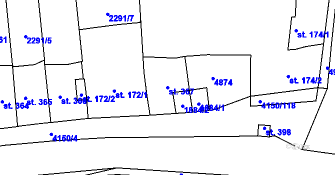 Parcela st. 367 v KÚ Kožlany, Katastrální mapa