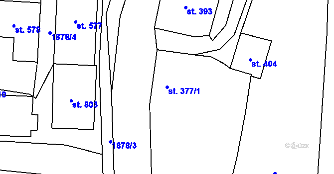 Parcela st. 377/1 v KÚ Kožlany, Katastrální mapa