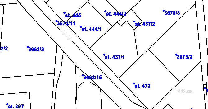Parcela st. 437/1 v KÚ Kožlany, Katastrální mapa