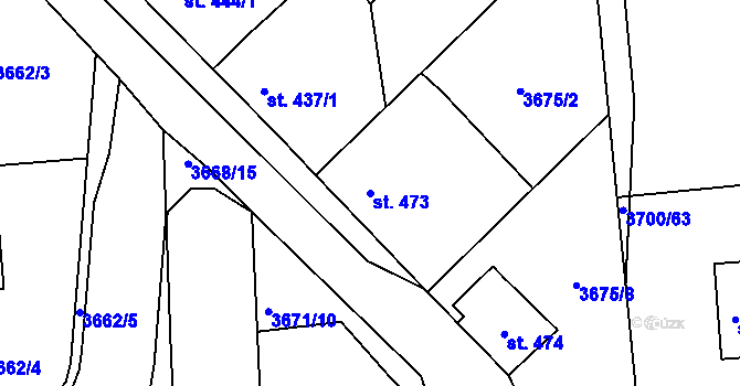 Parcela st. 473 v KÚ Kožlany, Katastrální mapa