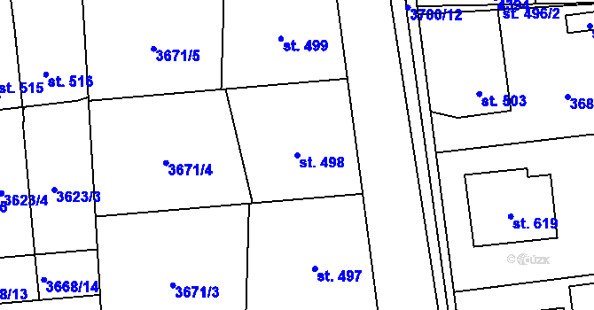 Parcela st. 498 v KÚ Kožlany, Katastrální mapa
