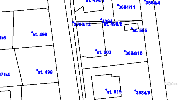 Parcela st. 503 v KÚ Kožlany, Katastrální mapa