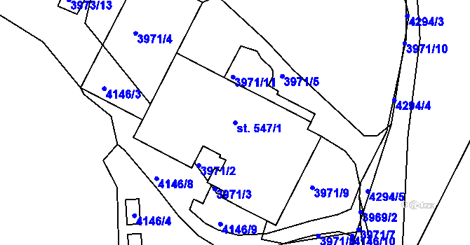 Parcela st. 547/1 v KÚ Kožlany, Katastrální mapa