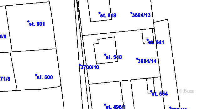 Parcela st. 548 v KÚ Kožlany, Katastrální mapa