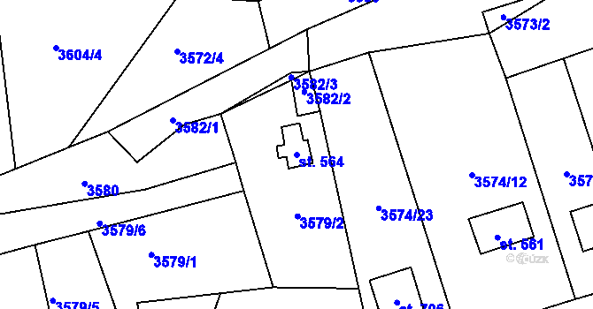 Parcela st. 564 v KÚ Kožlany, Katastrální mapa