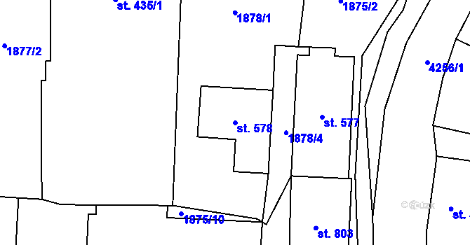 Parcela st. 578 v KÚ Kožlany, Katastrální mapa