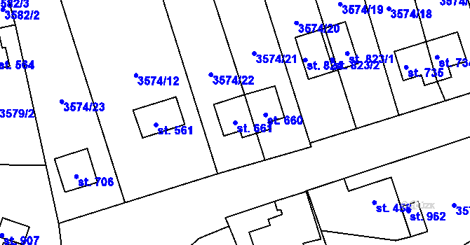 Parcela st. 661 v KÚ Kožlany, Katastrální mapa
