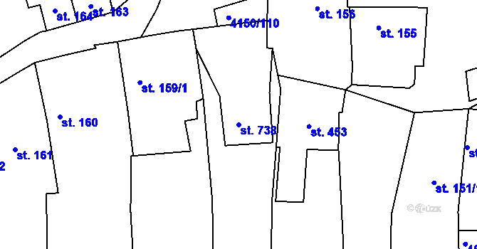 Parcela st. 738 v KÚ Kožlany, Katastrální mapa