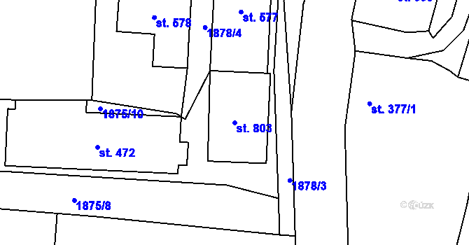 Parcela st. 803 v KÚ Kožlany, Katastrální mapa