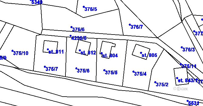 Parcela st. 804 v KÚ Kožlany, Katastrální mapa