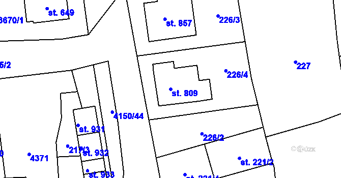 Parcela st. 809 v KÚ Kožlany, Katastrální mapa