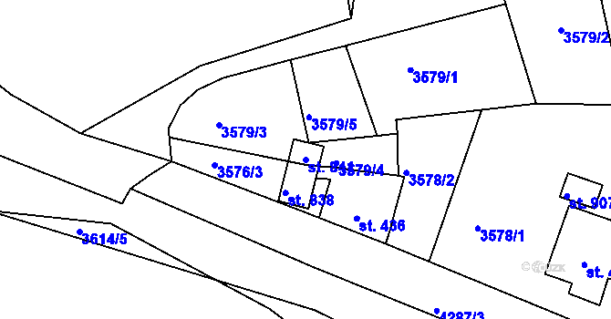 Parcela st. 841 v KÚ Kožlany, Katastrální mapa