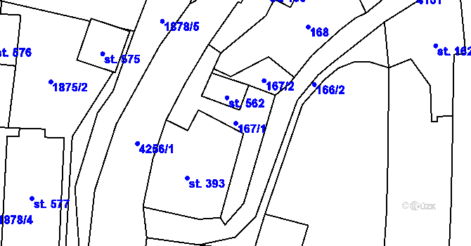 Parcela st. 167/1 v KÚ Kožlany, Katastrální mapa