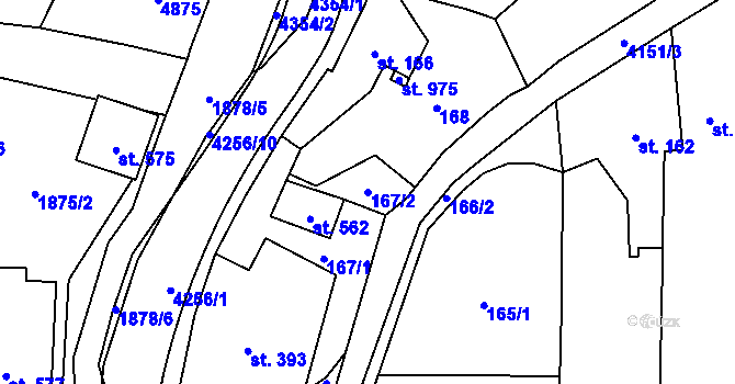 Parcela st. 167/2 v KÚ Kožlany, Katastrální mapa