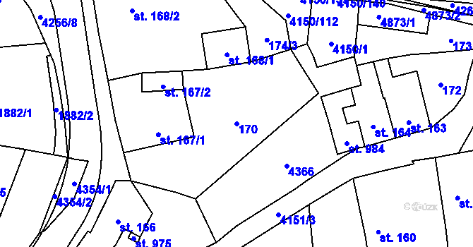 Parcela st. 170 v KÚ Kožlany, Katastrální mapa