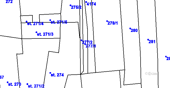 Parcela st. 277/1 v KÚ Kožlany, Katastrální mapa