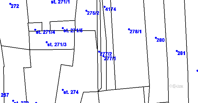 Parcela st. 277/2 v KÚ Kožlany, Katastrální mapa