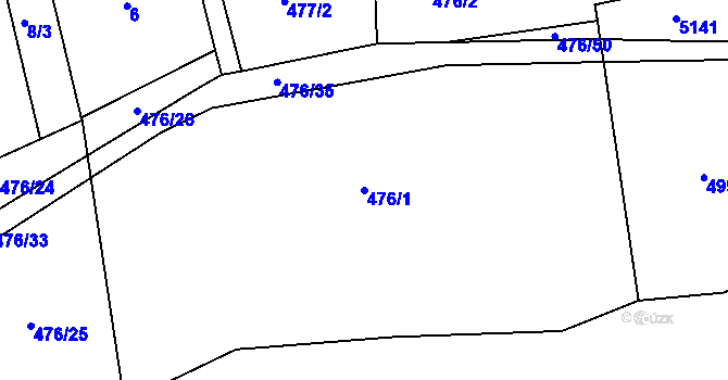 Parcela st. 476/1 v KÚ Kožlany, Katastrální mapa