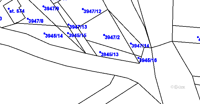 Parcela st. 3945/13 v KÚ Kožlany, Katastrální mapa