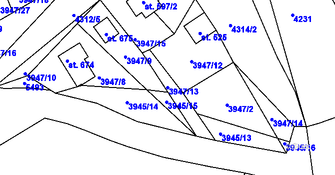 Parcela st. 3947/13 v KÚ Kožlany, Katastrální mapa