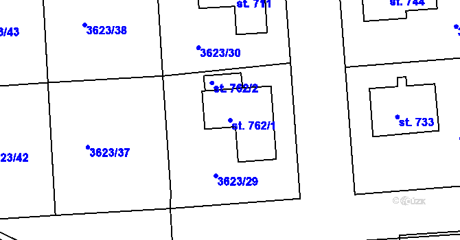 Parcela st. 762/1 v KÚ Kožlany, Katastrální mapa