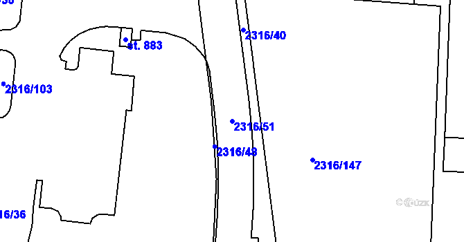 Parcela st. 2316/51 v KÚ Kožlany, Katastrální mapa