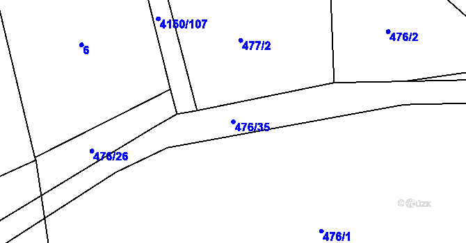 Parcela st. 476/35 v KÚ Kožlany, Katastrální mapa