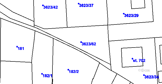 Parcela st. 3623/62 v KÚ Kožlany, Katastrální mapa
