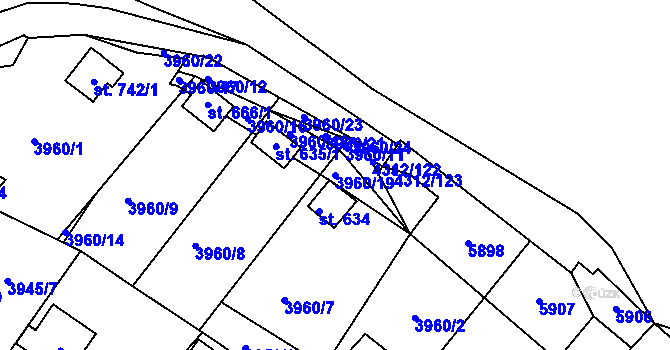 Parcela st. 3960/19 v KÚ Kožlany, Katastrální mapa