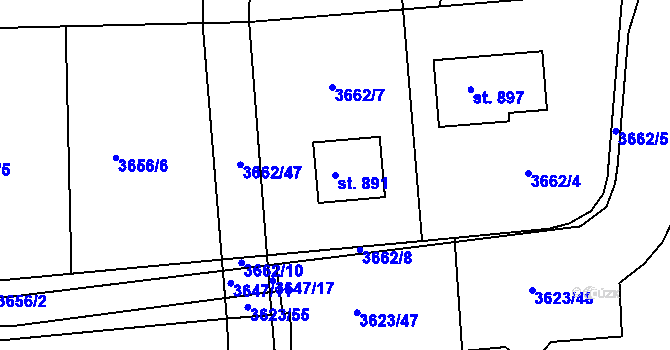 Parcela st. 891 v KÚ Kožlany, Katastrální mapa