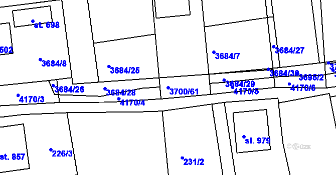 Parcela st. 3700/61 v KÚ Kožlany, Katastrální mapa