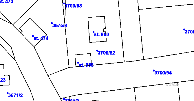 Parcela st. 3700/62 v KÚ Kožlany, Katastrální mapa