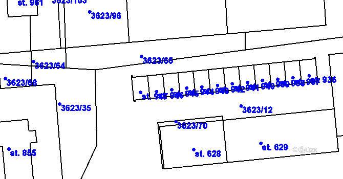 Parcela st. 945 v KÚ Kožlany, Katastrální mapa
